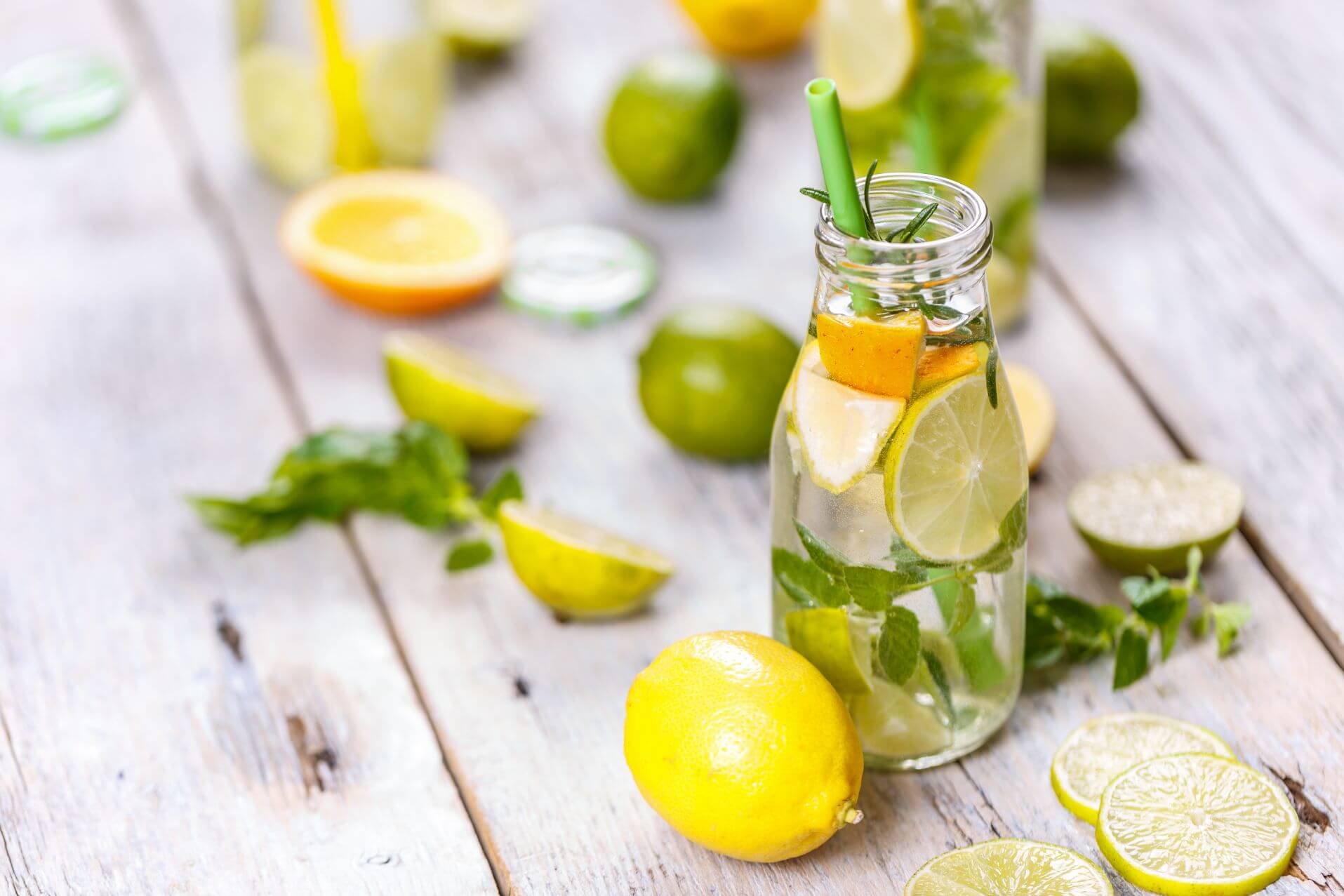 Lemon infused vitamin water.
